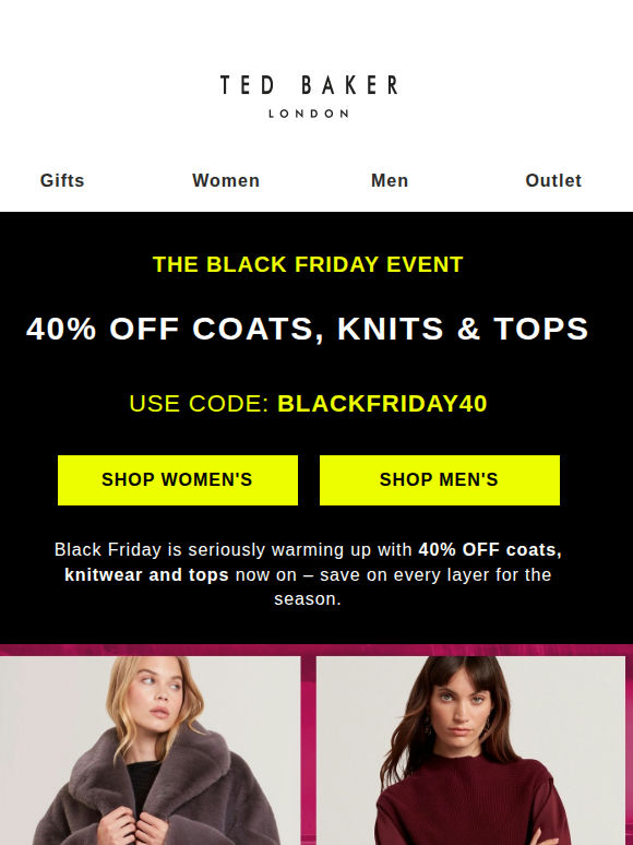 NOW ON: 40% Off Coats, Knits & Tops